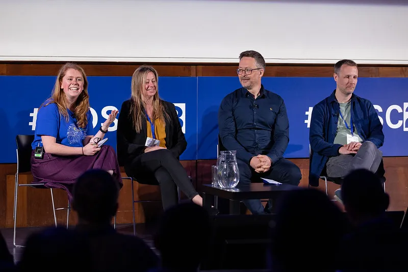 Panellists at SDSC discussing careers in geospatial. 